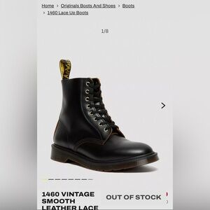 NWT Dr Martens 1460 Vintage Smooth Leather Lace Up Boots Size US 11 W/US 10 M